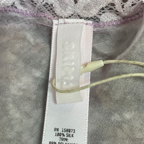 Skims Lace Triangle Silk Camisole Iris Mica Multi Large 12-14 100% Silk Purple - Picture 10 of 14